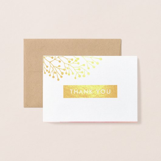 Roze Botanische Waterverf Bruiloft Dank u Folie Kaarten (Voorkant met envelop)