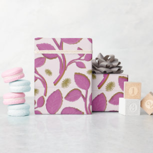 Roze botanische wijnstokpatroon Elegant bloemenb Cadeaupapier