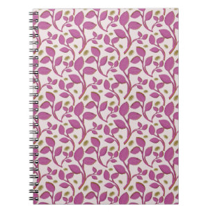 Roze botanische wijnstokpatroon   Elegant bloemenb Notitieboek
