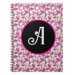 Roze botanische wijnstokpatroon Elegant bloemenb Notitieboek