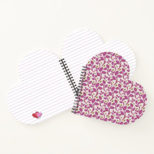 Roze botanische wijnstokpatroon   Elegant bloemenb Notitieboek