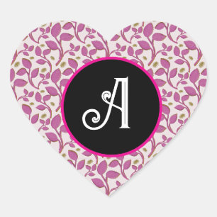 Roze botanische wijnstokpatroon   Elegante bloemen Hart Sticker