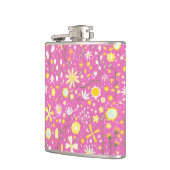 Roze Botanische Wildbloem Bloemen Heupfles (Links)