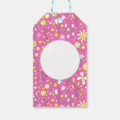 roze botanische wilde bloemen Labels met korrels Cadeaulabel (Achterkant)