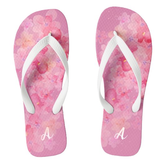 Roze botanische wilde bloemen patroon naam roze teenslippers (Voetbed)