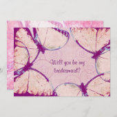 roze boterbloeiende vlinder kaart (Voorkant / Achterkant)