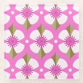 Roze boterbloem glazen onderzetter (Voorkant)