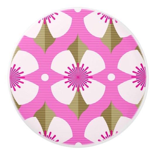 Roze boterbloem keramische knop (Voorkant)