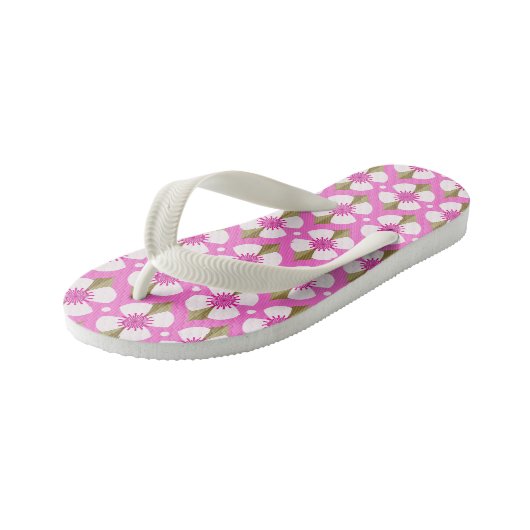 Roze Boterbloem Kinder Teenslippers (Schuin)