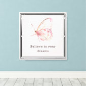 roze botervliegen canvas afdruk (Insitu (Houten vloer))