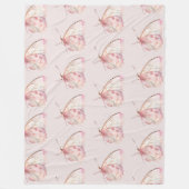  roze botervliegen fleece deken (Voorkant)