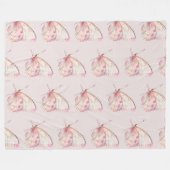  roze botervliegen fleece deken (Voorkant (Horizontaal))