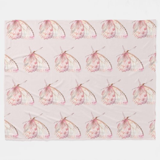  roze botervliegen fleece deken (Voorkant (Horizontaal))