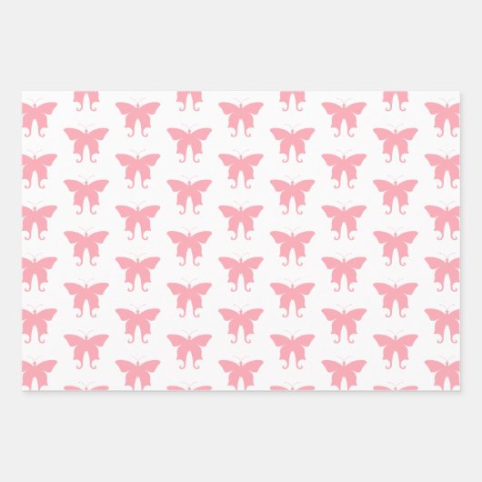 Roze botervliegen Papierbladen overvullen Inpakpapier Vel (Voorkant 2)