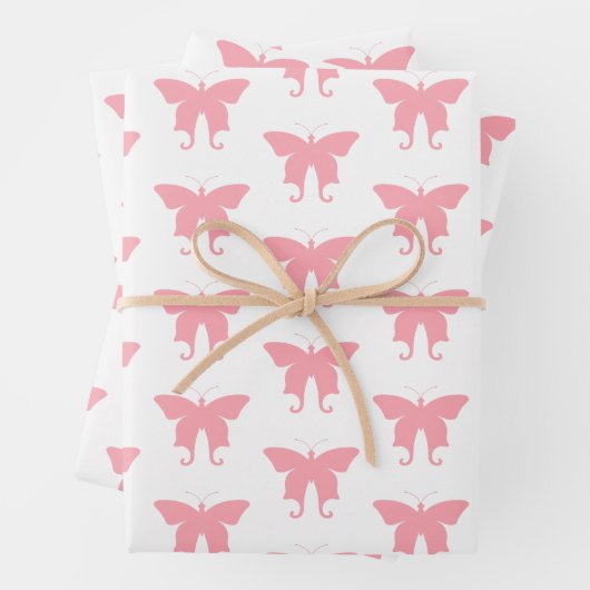 Roze botervliegen Papierbladen overvullen Inpakpapier Vel (In situ)