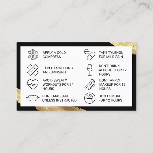 Roze Botox Aftercare Card Visitekaartje (Achterkant)