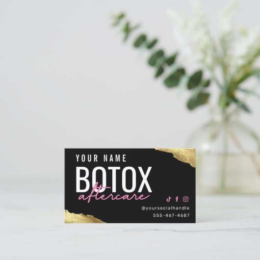 Roze Botox Aftercare Card Visitekaartje (Staand voorkant)
