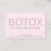 Roze Botox Filler Instruction Card Visitekaartje (Voorkant)