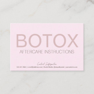 Roze Botox Filler Instruction Card Visitekaartje