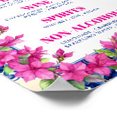 Roze Bougainvillea Blauwe Tegel Bar Teken Poster (Hoek)