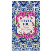 Roze Bougainvillea Blauwe Tegel Bruidsdouche Klein Cadeauzakje (Voorkant)