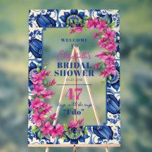 Roze Bougainvillea Blauwe Tegel Vrijgezellenfeest