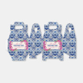 Roze Bougainvillea Blauwe Tegel Vrijgezellenfeest Bedankdoosjes (Uitgevouwen)