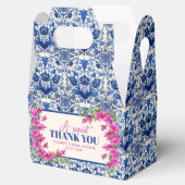 Roze Bougainvillea Blauwe Tegel Vrijgezellenfeest Bedankdoosjes (Geopend)