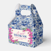 Roze Bougainvillea Blauwe Tegel Vrijgezellenfeest Bedankdoosjes (Voorkant Zijde)