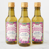 Roze Bougainvillea Blauwe Tegels Bruidsdouche Wijn Etiket (Flessen)