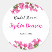 Roze Bougainvillea Bloemen Bruidsdiner Ronde Sticker (Voorkant)