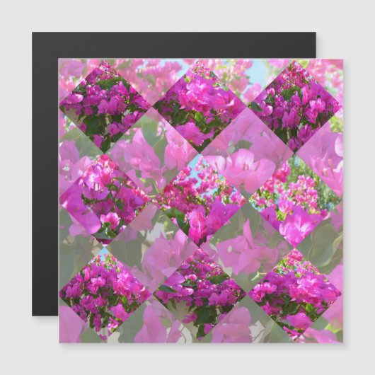 Roze Bougainvillea Bloemen Diamond Cut Design, (Voorkant / Achterkant)