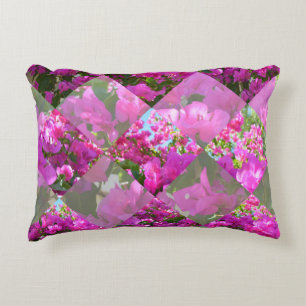 Roze Bougainvillea Bloemen Diamond Cut Design, Accent Kussen