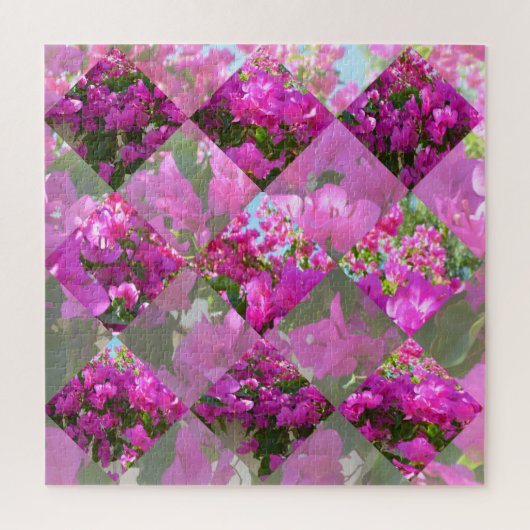 Roze Bougainvillea Bloemen Diamond Cut Design, Legpuzzel (Verticaal)