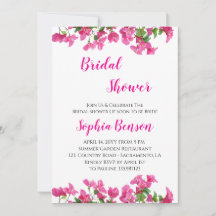 Roze Bougainvillea Bloemige Bruiloft Uitnodiging
