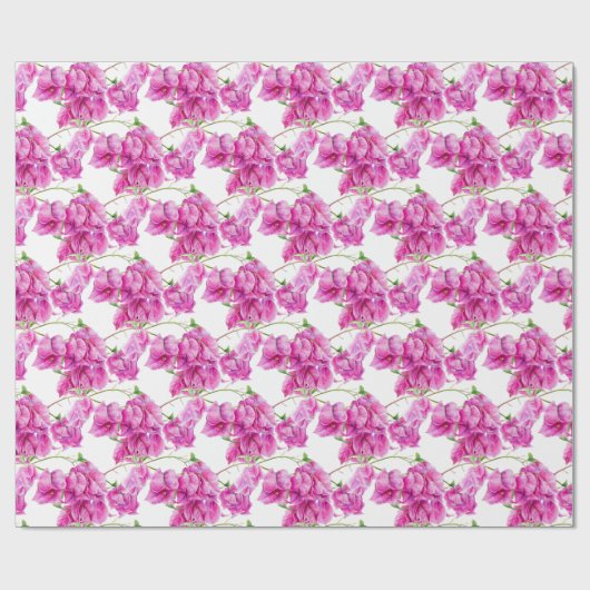 Roze bougainvillea botanische waterverf patroon cadeaupapier (Vlak)