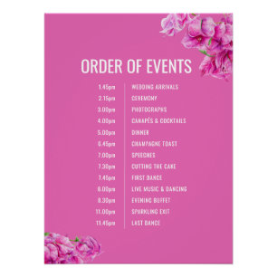Roze bougainvillea bruiloft orde van de gebeurteni perfect poster
