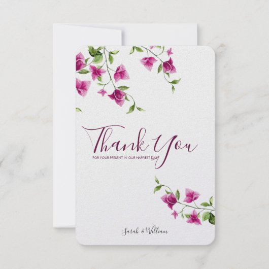 Roze Bougainvillea Flower Bedankt (Voorkant)