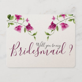 Roze Bougainvillea Flower Bridesmaid Invitation Kaart