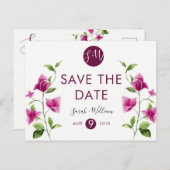 Roze Bougainvillea Flower Save the Date Briefkaart (Voorkant / Achterkant)
