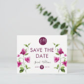 Roze Bougainvillea Flower Save the Date Briefkaart (Staand voorkant)