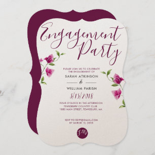Roze Bougainvillea Flower Verloving Invitation Kaart