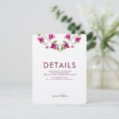 Roze Bougainvillea Flower Wedding Information Card Informatiekaartje (Staand voorkant)