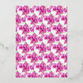 Roze bougainvillea goud roze wit bruids lunch folie uitnodiging (Achterkant)