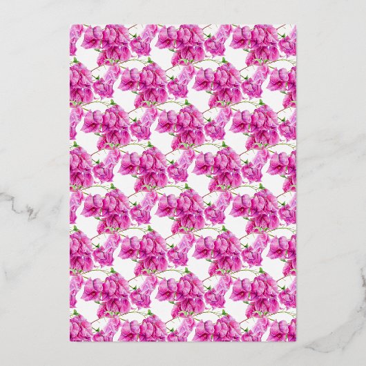 Roze bougainvillea goud roze wit bruids lunch folie uitnodiging (Achterkant)