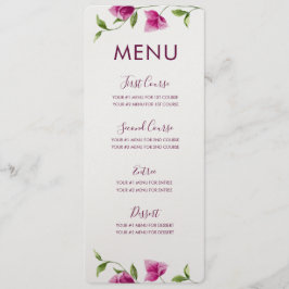 Roze Bougainvillea-menukaart Menu