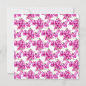 Roze bougainvillea redden de nieuwe datum bruiloft save the date (Achterkant)