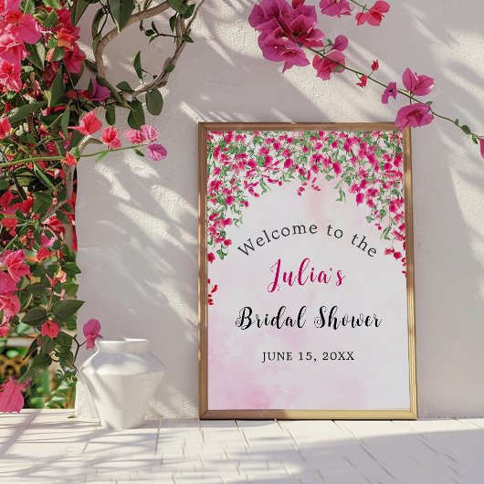 Roze Bougainvillea Tropisch Bos Bruidsbruiloft Poster