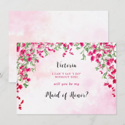 Roze Bougainvillea Tropisch Bos Bruidsmeisje Kaart (Voorkant / Achterkant)