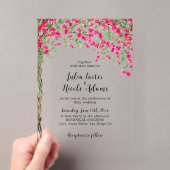 Roze Bougainvillea Tropisch Bos Bruiloft Acryl Uitnodigingen (Insitu (Draagbaar))